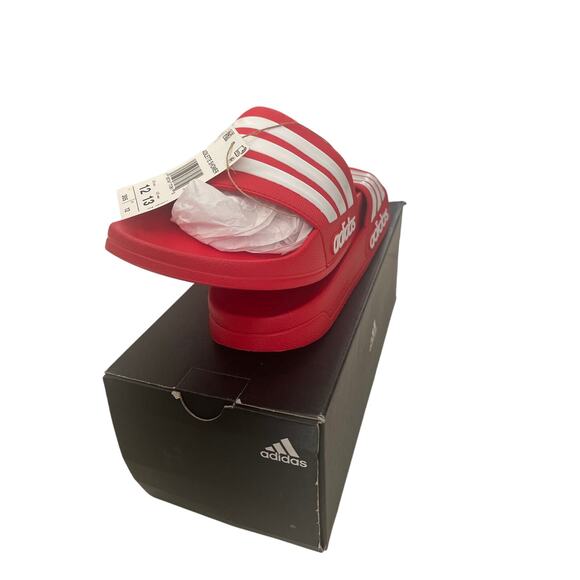 Adidas Adilette Shower Slides “Since 1972” Red White – Men’s Size 13 – New w Box - Picture 4 of 4